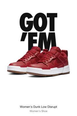 Nike Dunk Low Disrupt “University Red” Sz 7W 5.5M Order