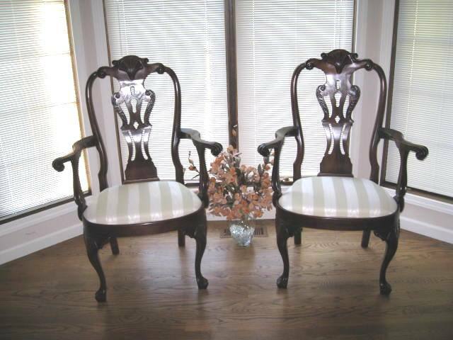 Pair Henredon Rittenhouse Square Mahogany Queen Ann Arm Chairs