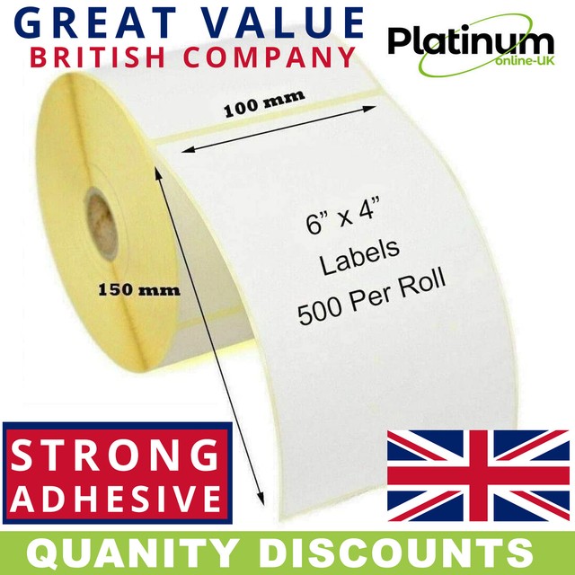 4X6" 150 X 100MM DIRECT THERMAL LABELS 500 / ROLL ZEBRA STRONG ADHESIVE WHITE 4X6" 150 X 100MM DIRECT THERMAL LABELS 500 / ROLL ZEBRA STRONG ADHESIVE WHITE