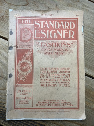 1897 Fashion Magazine Colored Prints Bicycle Ads Dress Hat Pattern Antique Cloth - Picture 3 of 9