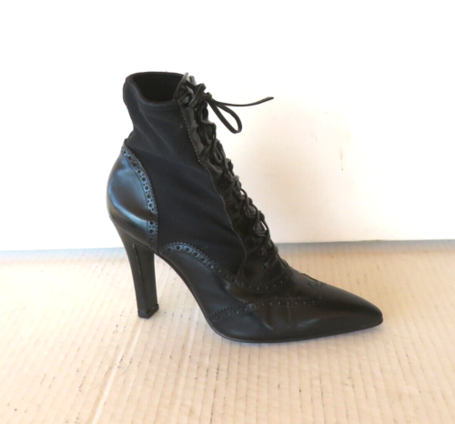 Dolce & Gabbana Black Leather Lace Up Wedge Booties Women Shoes 7-7.5M Goth Vtg - Picture 13 of 22