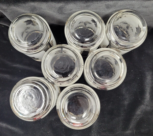 7 Vintage 1960's 12-Ounce Libby Frosted Silver Leaf Tumblers Glasses 5 1/2" - Picture 4 of 7