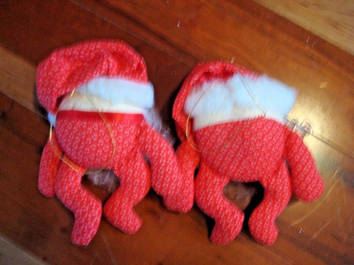 2 Santa Claus Decorative Collectible Handmade Stuffed Figures Ornament Christmas - Picture 5 of 5