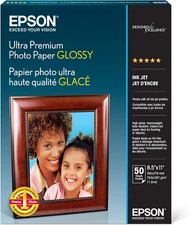 Epson Ultra Premium Photo Paper GLOSSY (8.5x11 Inches, 50 Sheets)