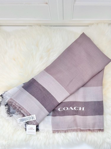 NWT Coach F54253 Stone Gray Plaid Wrap Oversized Square Scarf $175 - Picture 4 of 9