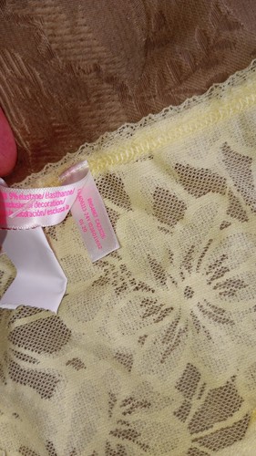 NWOT VICTORIA'S SECRET S/P Yellow FLORAL LACE RARE STRING BIKINI PANTIES 2020 - Picture 2 of 5