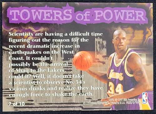 1996-97 Fleer Shaquille O'Neal Towers of Power - Bild 2 von 2