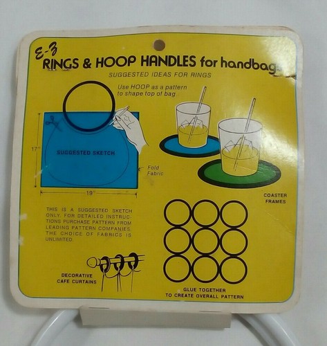 EZ Rings Hoops Handles for Handbags White Acrylic 6" inside diameter NOS VTG USA - Picture 5 of 5