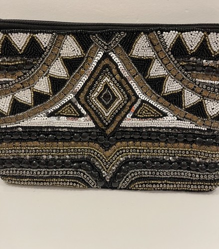 Vintage Atmosphere Pailletten Perlen schwarz Abendtasche elegante Handschlaufe Gr. 10X7 - Bild 3 von 7