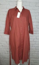 Uniqlo Women Linen Blend 3/4 Sleeve Shirt Dress Red Japan XL/ US L