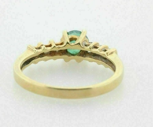 1.24 Ct Natural Emerald & Diamond Engagement Bridal Ring 14K Solid Yellow Gold - Picture 4 of 7