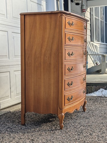 Vintage Dixie Furniture French Provincial Maple High Boy Dresser, 880-7 Chest - Picture 7 of 23
