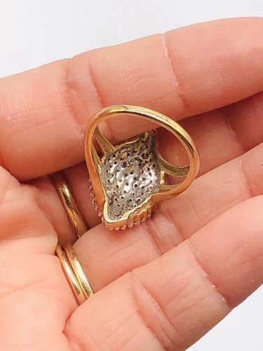 Vtg 10K Solid Yellow Gold 1 Carat Natural Diamond Cluster Flower Ring Sz. 7 - Picture 17 of 19