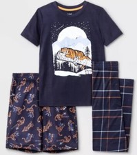 Boys 3-PIECE SET Sleeping Lounge Tiger Pajama Set - Cat  Jack Sz XS 4-5 NWT