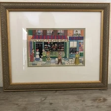 Framed Matted Paris street scene 1990 artist CLEMENT print