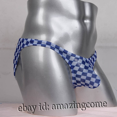 Men's Plaids Mesh Briefs Underwear Sports Male Bulge Pouch Guy Briefs Pants