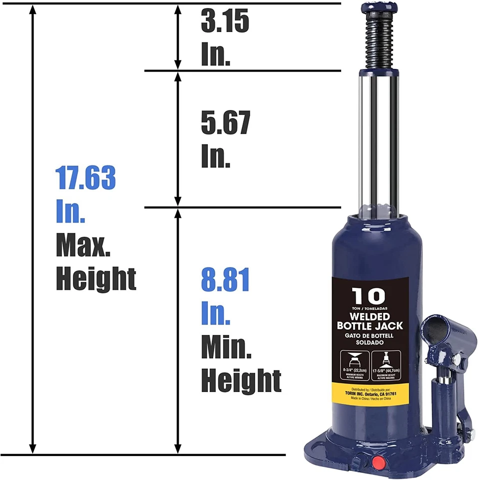 Gato de botella hidráulico soldado Torin de 10 toneladas BIG ROJO reparación automática y elevación de casa Foto 2 de 4