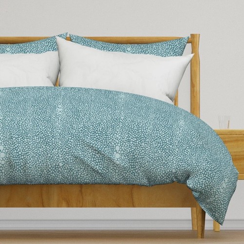 $234 SPOONFLOWER SHAGREEN AQUA TEAL DOTS KING/CALIFORNIA KING DUVET COVER - Picture 2 of 6