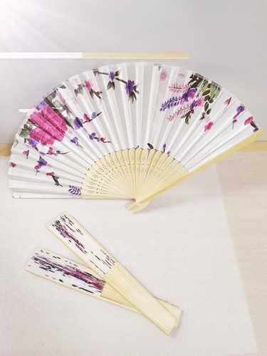 2Pcs 21cm Chinese Style Folding Bamboo Fan Handheld Fan Wedding Party Decor - Picture 5 of 7