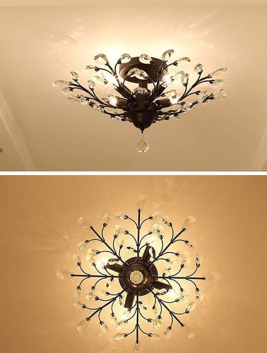 Black Vintage K9 Crystal Chandeliers 4 Light Living Room Ceiling Light Kitchen - Picture 4 of 12