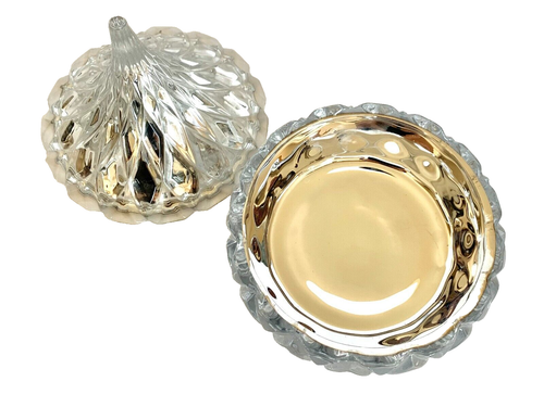 Shannon Crystal Kiss Candy Dish with Lid Unique Silver Interior - Bild 3 von 7