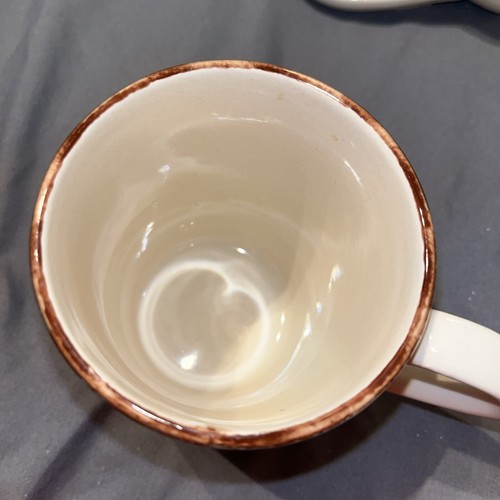 4 Royal Norfolk Coffee Mugs Cups Turquoise & White, Brown Rim 12 oz - Picture 23 of 24