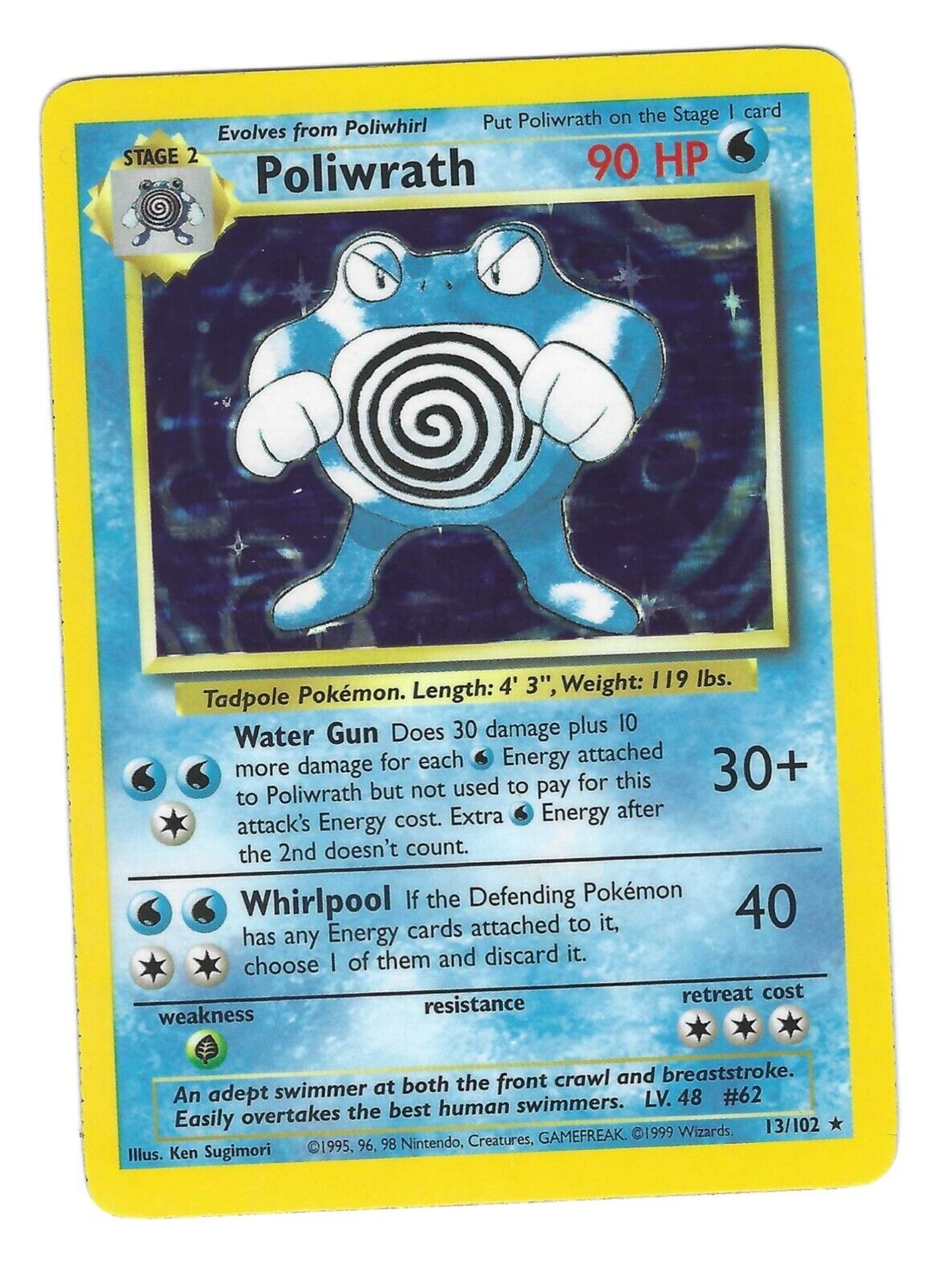 Pokémon TCG Poliwrath Base Set 13/102 Holo Unlimited Rare - MP