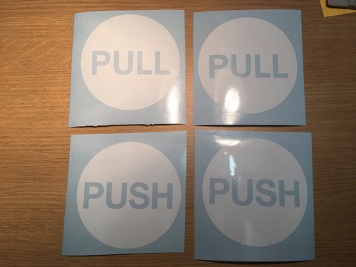 2 Pairs Pull Push Door Stickers Shop Window Cafe Restaurant Vinyl Sign - Picture 2 of 2
