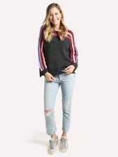 Xirena Womens Teton Apres Ski Gray Multicolor Striped Soft Alpaca Sweater S $350