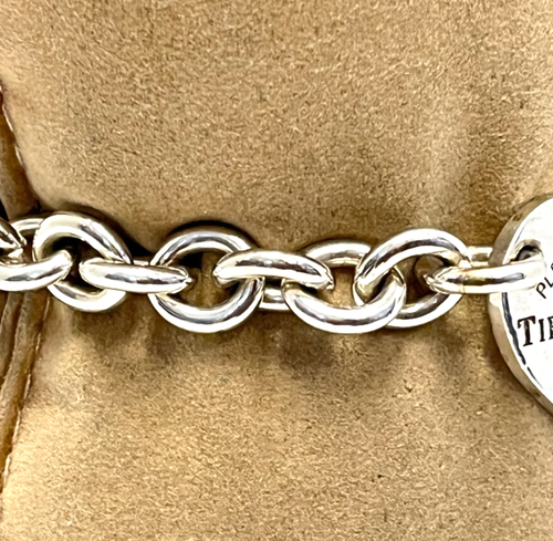 TIFFANY & CO. STERLING SILVER PLEASE RETURN TO TIFFANY HEART BRACELET size 7.5" - Picture 5 of 6