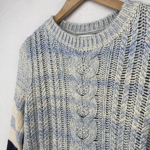 VICTORIA'S SECRET Sweater XS Wool Alpaca Blend Marled Cable Jumper Pullover Blue - Picture 2 of 12