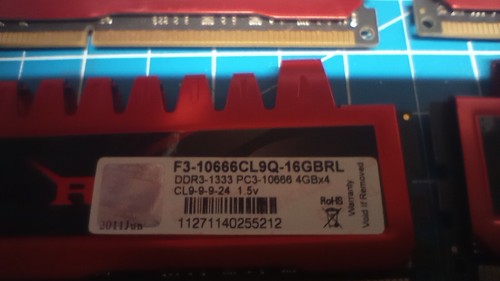 5x G.SKILL RIPJAWS F3-10666CL9Q-16GBRL DDR3 1333 1.5V - 4GB x 5 - USED - Working - Picture 2 of 3