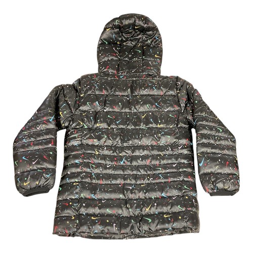 Nike Girl's JDI Just Do It Swoosh Splatter Print Puffer Full Zip Jacket Black L - Picture 4 of 4