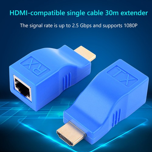 2x RJ45 4K HDMI-compatible to RJ45 Extender 30m CAT5e Cat6 Network Ethernet LAN - Picture 2 of 18