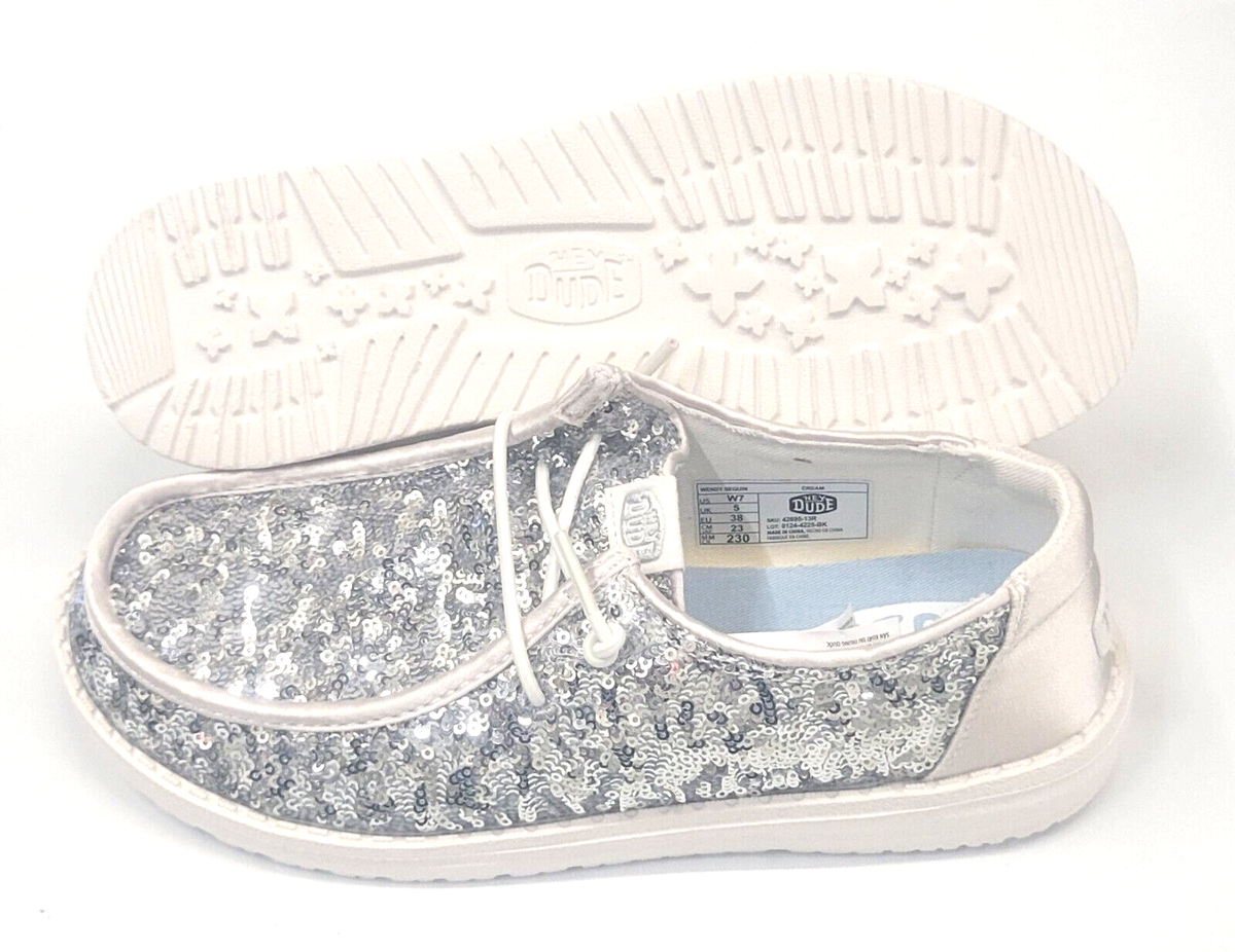 ハンドメイド梅 Hey Dude Womens Wendy Sequin Cream 6 | eBay