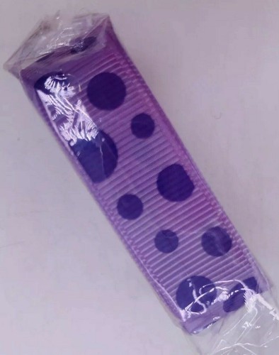 3/4" x 5 Yds Floral Purple Polka Dot Grosgrain Ribbon for Bows Sewing Crafts - Picture 3 of 3