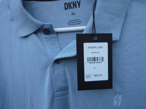 NWT DKNY Short Sleeve Polo Ash Blue shirt men's XL DK00PL1249 - Picture 4 of 14