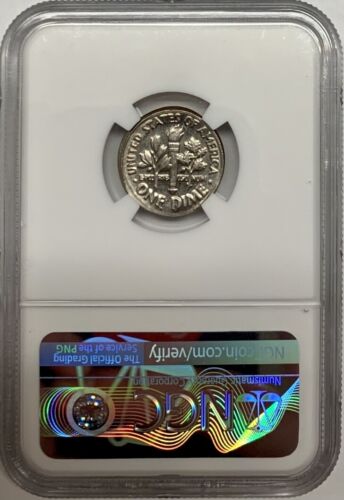 1985 Roosevelt Dime NGC AU58 Broadstruck Mint Error Coin 10C - Picture 2 of 4