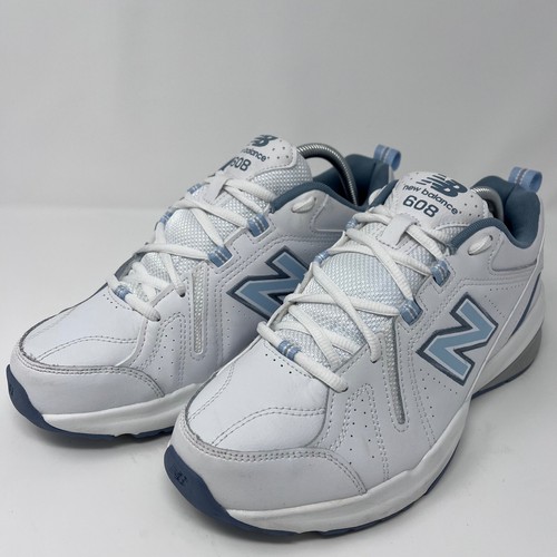 New Balance 608 Training Shoes Comfort Cushioned White Blue Mens 8.5 Womens 10