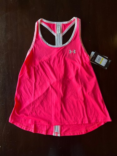 NWT NEW Under Armour Girls UA Knockout Tank Top Hot Pink Cerise Youth Sz M
