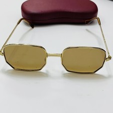 Vintage Foster Grant Sunglasses Geometric Gold Metal Made in USA