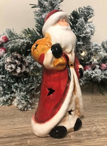Babbo Natale Santa Ornament In Ceramica Con Luci Led Lampeggiante 2706 Ebay