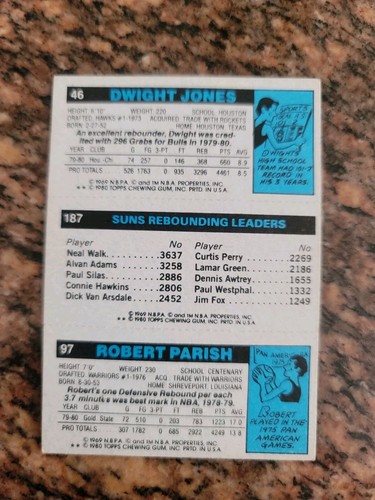 1980-81 Topps ROBERT PARISH #97 / LEONARD ROBINSON #187 / DWIGHT JONES #46 - Picture 2 of 6