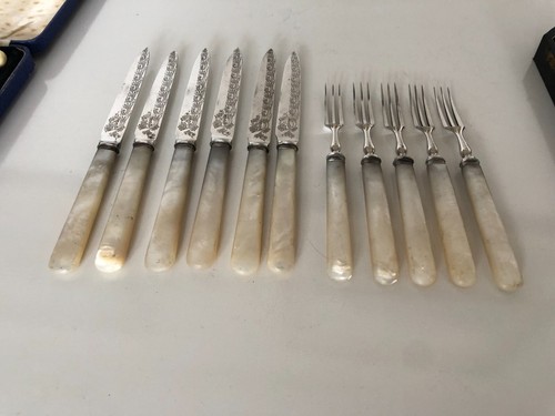 SET MIT 6 VERSILBERTEN & MOPP OBSTMESSERN UND 5 PASSENDEN GABELN (MOP-VVV) - Bild 5 von 5