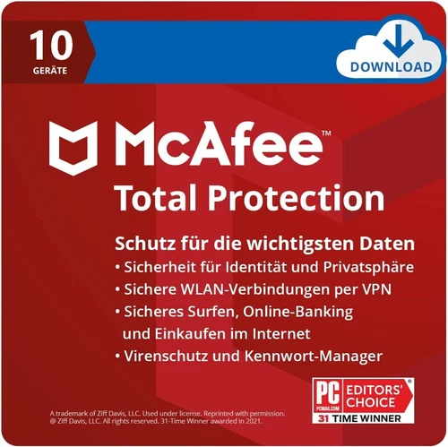 McAfee Total Protection 2025 10 Geräte 1 Jahr | VOLLVERSION / Upgrade| Antivirus