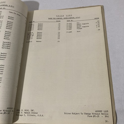1958 THEATRE EQUIPMENT, PARTS & PRICE LIST: Edward H. Wolk, Vintage Film Catalog - Picture 18 of 24