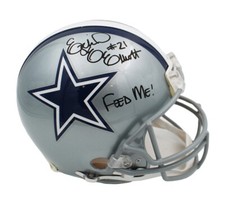 Ezekiel Elliott Signed Dallas Cowboys Current Authentic NFL Helmet with “Feed Me