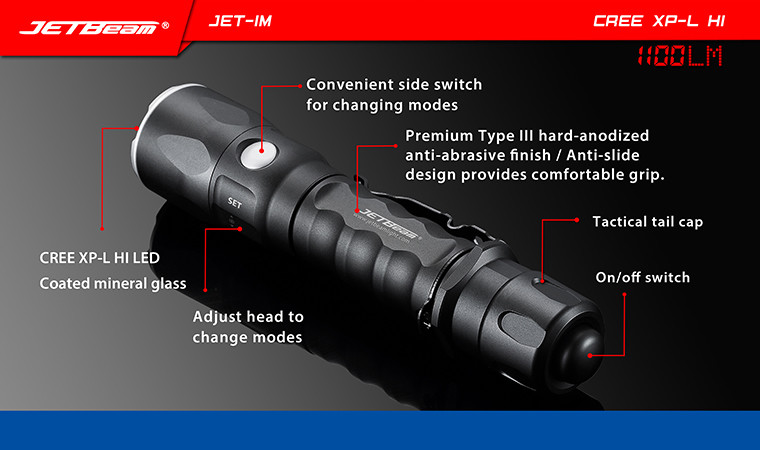 JETBeam led JET-IM Cree XP-L HI 1110 lumen led JETBeam flashlight (118650/2CR123 ) a934fa JETBeam led JET-IM Cree XP-L HI 1110 lumen led JETBeam flashlight (118650/2CR123 ) a934fa