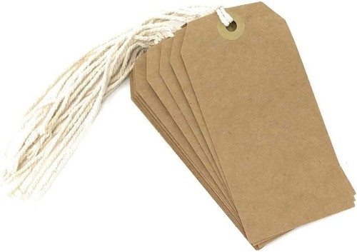 Etichette con cravatta grande contea per bagaglio/carta di deposito con stringa carta marrone - confezione da 10 - Foto 4 di 6