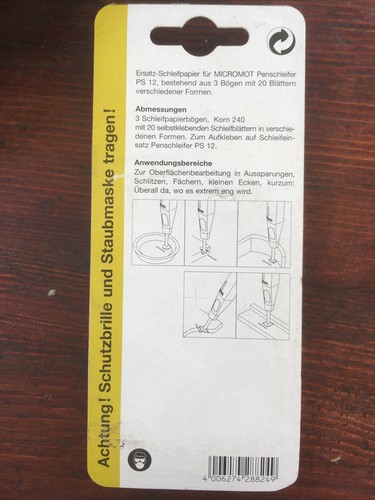 Proxxon Micromot 28824 Ricambi Carta Abrasiva Grana 240 Schleifpapier - Foto 2 di 2